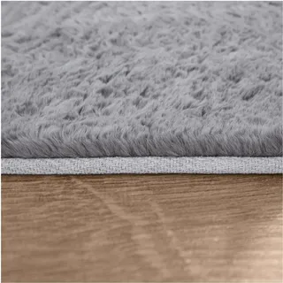 TT Home Hochflor Teppich 160 x 160 cm Grau
