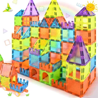 Magnetische Bausteine 92PCS, Magnetbausteine, Magnet Bausteine für Kinder | Magnetspielzeug STEM Magnetbausteine ab 3 Jahre, Magnet Spielzeug Kinder für Jungen und Mädchen, Magnet Bausteine Montessori