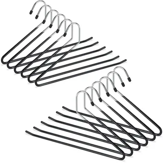 Relaxdays Hosenbügel rutschfest, Kleiderbügel für Hosen, gummiert aus Metall, platzsparend, 18 cm, schwarz