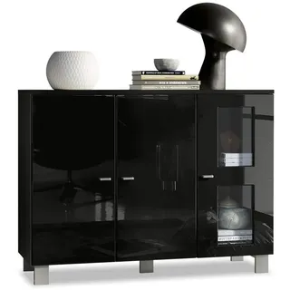Vladon Denjo 107 x 81 x 35 cm Schwarz matt/Schwarz Hochglanz