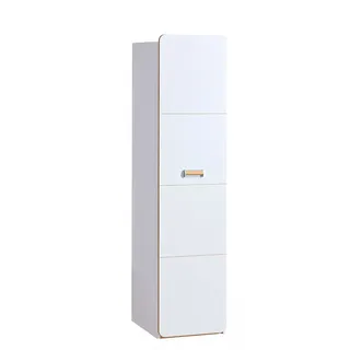 Furniture24 Drehtürenschrank LORENTO L2 Hochschrank 1 Türiger Schrank mit Kleiderstange und Einlegeboden (Briliant Weiß/Nash Eiche)