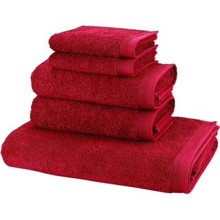 Handtuch Set MÖVE "Basic" Handtücher (Packung) Gr. (5 St.), rot (ruby) Handtuch-Sets