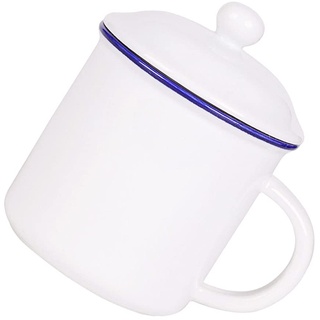 Cabilock Emaille Kaffee Tasse Camp Trinkbecher Reise Emaille Getränke Becher Milch Tee Tasse mit Deckel für Home- Office Party Oder Camping Verwenden 400ML