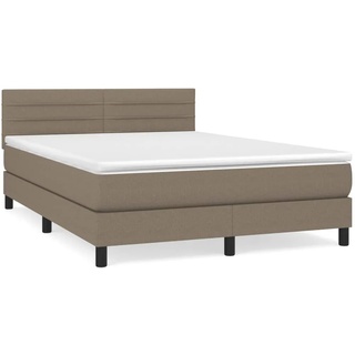 vidaXL Boxspringbett mit Matratze Taupe 140x200 cm Stoff