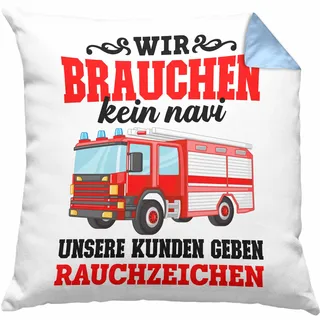 Trendation Feuerwehr Kissen mit Füllung 40x40 Geschenk Feuerwehrgeschenkartikel Mann Männer Erwachsene Feuerwehrmann Kissen mit Füllung 40x40 Spruch (Blau)
