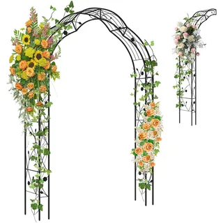 COSTWAY Rosenbogen halbrund, Gartenbogen Metall für Kletterpflanzen, 2 Halbbögen Garten, Torbogen Rosengitter Rankhilfe, Rankgitter Rosenspalier, für Veranda Hochzeit Partys, 150x40,5x251,5cm, Schwarz