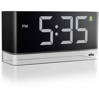 Braun Wecker Digital LED Display Touch Schlummer Helligkeit 12/24h Tischuhr 18cm