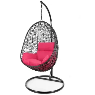 KIDEO Hängesessel Hängesessel CAPDEPERA, Hängesessel in schwarz, Schwebesitz mit Gestell rosa
