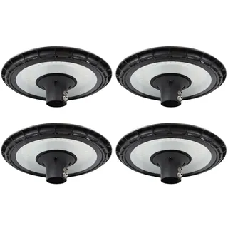 LUXULA 4 Stück LED Straßenlaterne rund 90W 9000lm, 3000K, IP65 | 3000K Warmweiß, IP65, für Mast Ø60mm, wetterfeste Straßenlampe, Mastleuchte außen für Parkplatz und Garten, robust