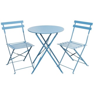 SVITA Balkonset »Bistro-Set«, (Set, 3-tlg., Bistro-Set), Tisch mit 2 Stühlen, Klappbar, Pflegeleicht, Witterungsbeständig blau