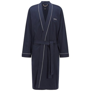 BOSS Herrenbademantel Kimono BM, Baumwolle, Taillengürtel, Morgenmantel aus Baumwolle blau