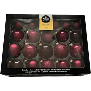 Set Weihnachtskugeln Glaskugeln Baumkugeln Christbaumkugeln Kugeln Pink 42 Stück