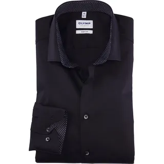 OLYMP Herren Businesshemd Langarm Level Five,Satin,Body fit,Modern Kent - 45