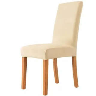 Domidekor Stuhlhussen Cremefarbig - Stretch Samt Stuhlbezüge für Esszimmer Hotel Bankett Restaurant Zuhause - Universale Hussen für Stühle mit Rutschfester Fixierung