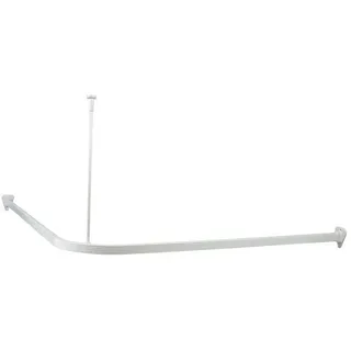Euroshowers GmbH Duschvorhangstange Proffs Weiß 90 × 90 cm - Kürzbar, Wand, Schrauben, Aluminium, Inklusive Deckenhalterung 60 cm,verbindungsstücken und 12 Vorhanghaken weiß