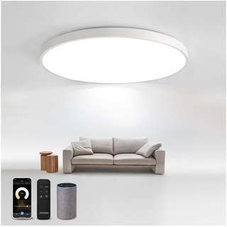 JDONG LED Deckenleuchte Compatible mit Alexa und Google Home Flach Rund WIFI LED Deckenleuchte, LED fest integriert, Tageslichtweiß, Flach Rund Smart LED Deckenlampe Ø 30 cm