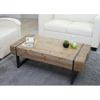 Mendler Couchtisch HWC-A15a, Wohnzimmertisch, Tanne Holz rustikal massiv MVG-zertifiziert 40x120x60cm - naturfarben