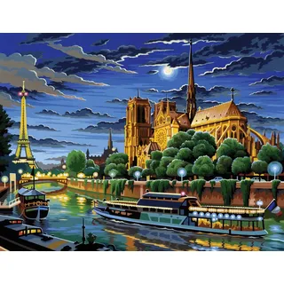 MAMMUT Spiel und Geschenk Malvorlage Malen nach Zahlen Paris, 38,2 x 29,2 cm weiß