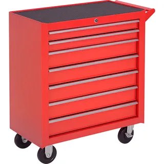 Servierwagen Aus Stahl, 5 Große Schubladen + 2 Kleine Schubladen, Tragkraft 150 Kg, Maße 69 X 33 X 75 Cm, Farbe: Rot