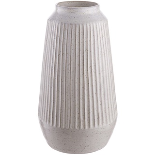 BUTLERS Keramik Vase mit Rillen in Weiß matt -FINJA- Moderne Dekoration für Wohnzimmer und Tischdeko | Blumenvase für Tulpen, Rosen, Pampasgras oder Trockenblumen