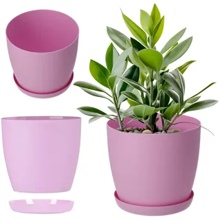 KADAX Matte Blumentopf mit Untersetzer, aus Kunststoff, 25 cm, Rosa