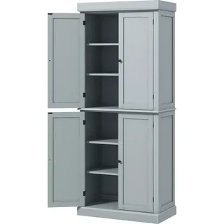 HOMCOM Küchenschrank Buffetschrank Küchenschrank Aufbewahrungsschrank moderner Stil mit Schränken, verstellbaren Regalen, für Esszimmer, Wohnzimmer, 76 x 40,5 x 184 cm, Grau   Aosom