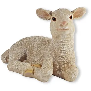 colourliving Tierfigur Schaf Figur Nancy Deko Schaf liegend Lamm Figur (Bauernhoftiere), 40 cm lang, Dekofigur Schaf lebensecht, handbemalt, detailgetreu beige
