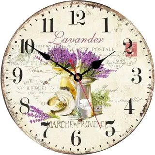 30 Cm Wanduhr, Vintage-uhr Im Französischen Lavendel-lila-stil, Geräuschlose Holzwanduhr Für Wohnzimmer/schlafzimmer/badezimmer/küche