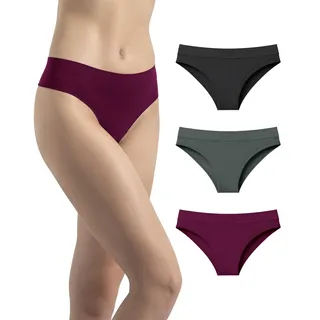 Risalti Brazilian Slip Unterwäsche Frauen Microfaser 3 Stück - String Tanga Set, Damen Unterhosen, Nahtlose Slips, Weicher als Tanga Baumwolle - Made in Italy - XXL