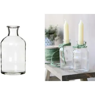 NaDeco Dinner-Kerzen, Höhe 11cm, 7 Stück, 13 Farben zur Auswahl | Spitzkerze | Pencil Candle | Stabkerze | Durchgefärbte Stabkerzen | Taper Candle | Vintage Kerzen, Farbe:2 x Glasflasche