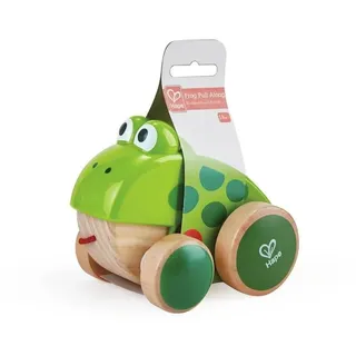 Hape Nachziehfrosch Fridolin von Hape | Holzfrosch Fliegen fressendes Nachzieh-Spielzeug für Kleinkinder, leuchtende Farben