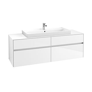 Waschbeckenunterschrank 160 x 55 cm Glossy White