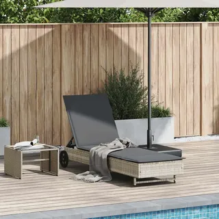 Sonnenliege Mit Rollen Und Auflage Hellgrau Poly Rattan