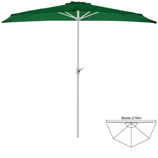 Balkon Sonnenschirm grün halbrund 2,7m Polyester 160 g/m2  Höhe 235 cm Kurbel