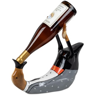 formano Ente Trinkend 34cm Flaschenhalter | Holz | Lustige Weinflaschen Aufbewahrung
