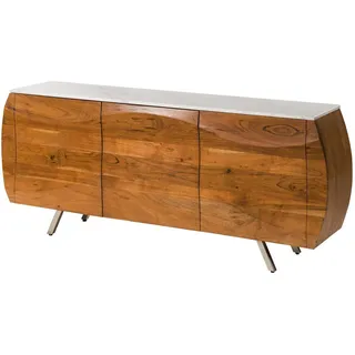MASSIVMOEBEL24.DE Sideboard 184 x 75 x 40 cm Akazie / Marmor Weiß