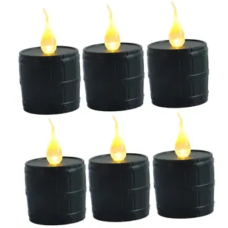 Holibanna LED Teelichter mit LED Beleuchtung 6 Stück Flammenlos Batteriebetrieben aus Kunststoff Schwarz als Weihnachts Tischdekoration