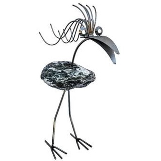 SW10136 - Doris, stehend - Vogel aus Edelstahl und Naturstein, Gartendekoration (40 cm)