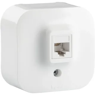 LEGRAND, Aufputz-UAE/RJ11 Telefonanschlussdose zur Wandmontage, Telefondose, TAE, Anschlussdose, Aufputzdose, Universal-Anschluss-Einheit, Schutzart IP21, Schlagfestigkeit IK04, Ultraweiß, 782414