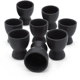 Spetebo Feinkeramik Eierbecher schwarz matt - 8er Set - Eierhalter in klassischer Form - Frühstücksei Halter für alle Eigrößen spülmaschinenfest