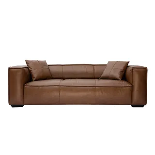 miliboo Schlafcouch Leder 3-Sitzer Braun