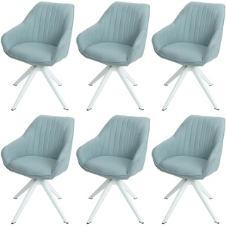 Mendler 6er-Set Esszimmerstuhl HWC-K27, Küchenstuhl Stuhl mit Armlehne, drehbar Stoff/Textil ~ mint-grün