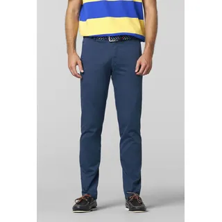 Chinos MEYER "BONN Art.1-5063", Herren, Gr. 28, Normalgrößen, blau, 97% Baumwolle, 3% Elasthan, unifarben, regular fit lang, Hosen, mit buntgewebtem Innenfutter