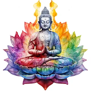GRAZDesign Wandtattoo Buddha bunt Wandaufkleber Schlafzimmer, Küche & Wohnzimmer - 53x50cm
