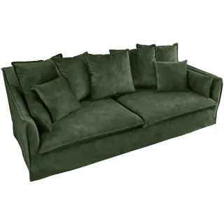 Riess Ambiente Großes 3er Sofa Heaven 200cm dunkelgrün Samt waschbarer Bezug Hussensofa Couch, Ecksofa, Eckcouch, Samtsofa