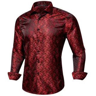 Suwequest Herren-Seidenhemden Langarm-Jacquard-Hemd Für Männer Lässige Hochzeitsfeier-Büro-Hemden - L