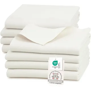 ZOLLNER 8er Set Moltontücher in 80x80 cm aus Baumwolle - saugstarke Wickelunterlage - weich und wärmend - waschbar bis 95°C - in naturweiß - Oeko Tex® Zertifiziert