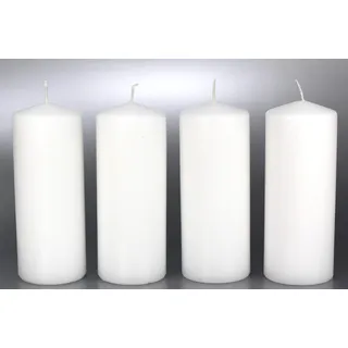 4er-Set Stumpenkerze weiß, 15 x 6 cm - 4707 - Kerzenrohling rund 150/60 mm - Für Tischkerzen, Osterkerzen.