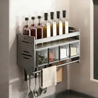 AmoreTempo Gewürzregal Wand mit Halterung Wandorganizer Set für Küche