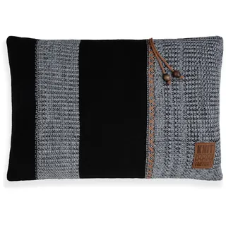KNIT FACTORY - Roxx Kissen - Schwarz/Grau - 60x40 cm | Sofakissen mit Füllung und Bezug - Couchkissen - Zierkissen - Dekokissen - Traditioneller Look